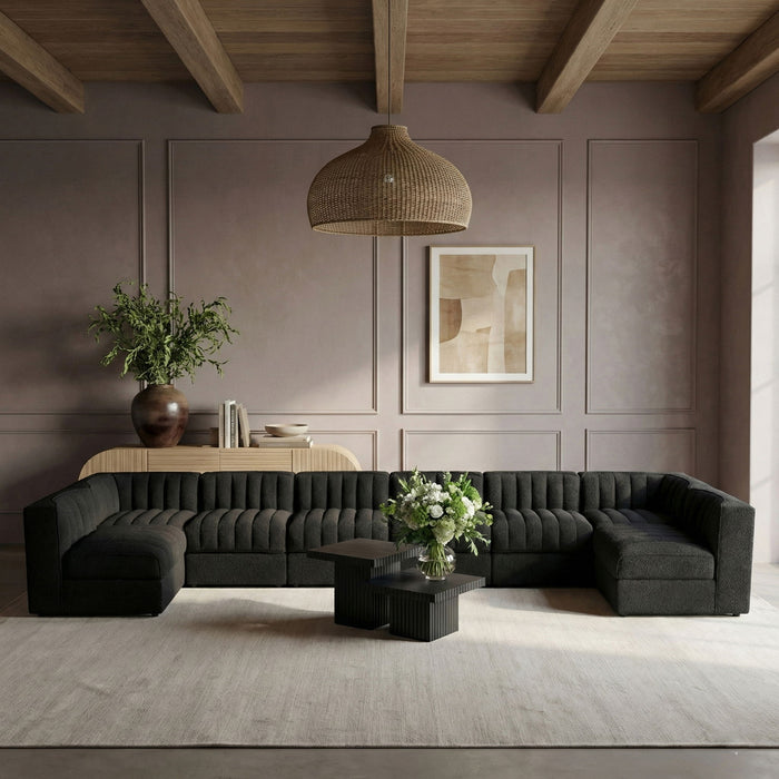 Rummi - Velvet Performance Fabric Upholstered 8 Piece Modular Sectional (With 2 Corner Chairs) - Stylish Home Furniture