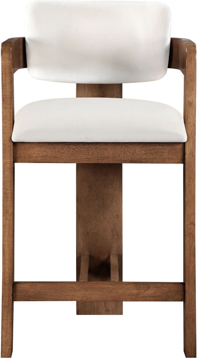 Sacha - Velvet Stool With Brown Base