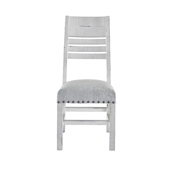 Condesa - Round Dining-White Wooden Back Side Chair (Set of 2) - Distressed White Finish