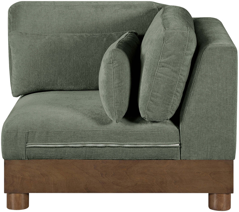 Turin - Chenille Fabric Upholstered Modular Corner Chair - Walnut Base - Stylish Home Furniture