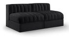 Rummi - Velvet Performance Fabric Upholstered 2 Piece Modular Armless Loveseat - Stylish Home Furniture