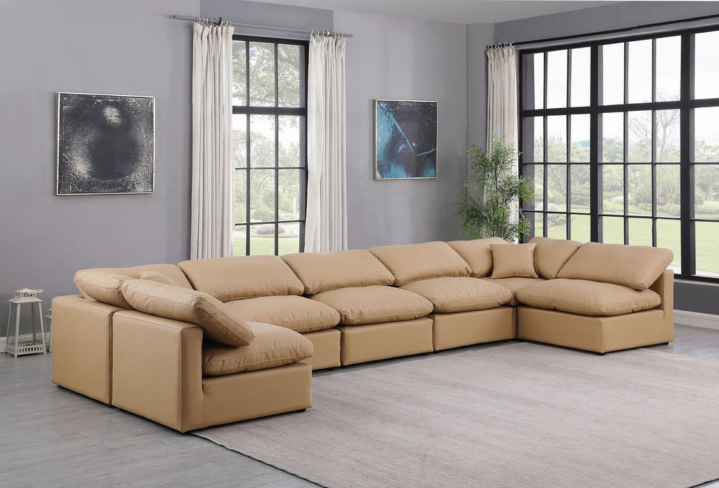 Indulge - Faux Leather 7 Piece Modular U-Shaped Sectional - Tan