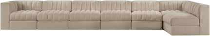 Rummi - Velvet Performance Fabric Upholstered 7 Piece Modular Sectional, L-Shaped (Right) - Stylish Home Furniture