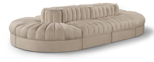 Rummi - Oval Velvet Performance Fabric Upholstered 8 Piece Modular Sectional - Stylish Home Furniture