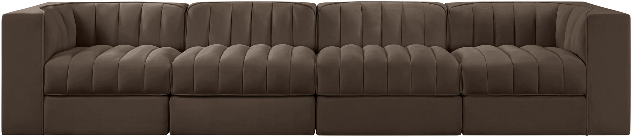 Rummi - Velvet Performance Fabric Upholstered 4 Piece Modular Sofa - Stylish Home Furniture