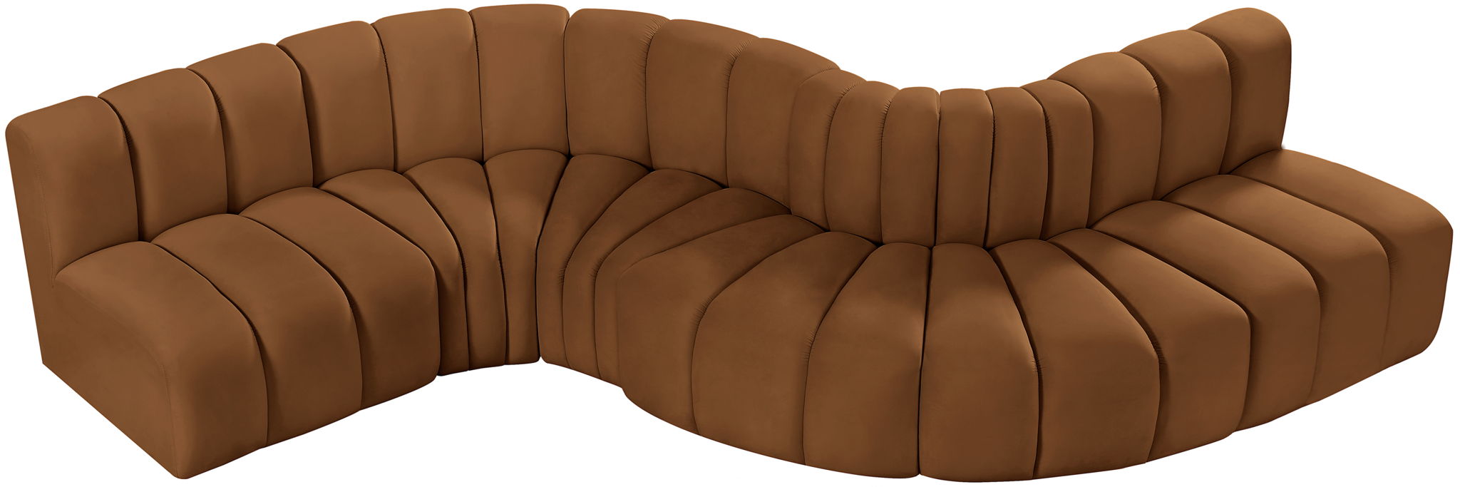 Arc - Velvet 6 Piece Curved Modular Sofa - Saddle