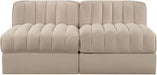 Rummi - Velvet Performance Fabric Upholstered 2 Piece Modular Armless Loveseat - Stylish Home Furniture