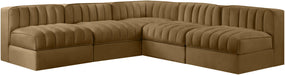 Rummi - Armless Velvet Performance Fabric Upholstered 5 Piece Modular Sectional - Stylish Home Furniture
