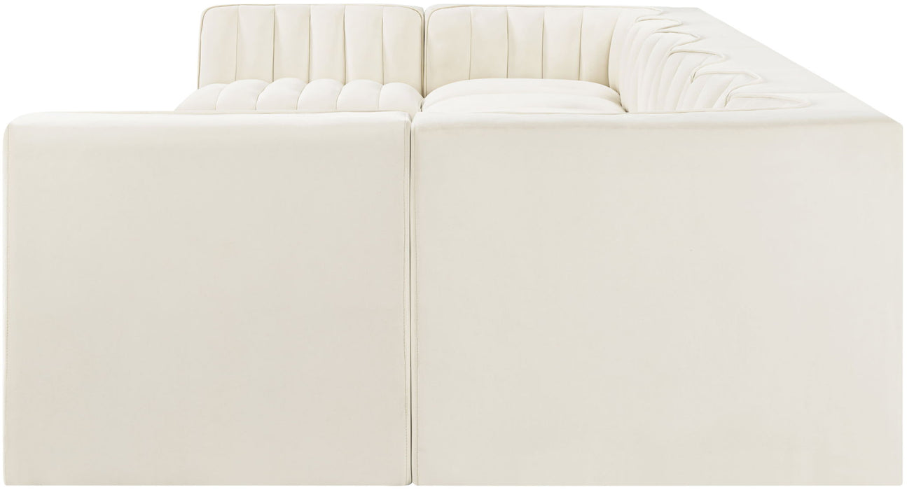 Rummi - Velvet Performance Fabric Upholstered 8 Piece Modular Sectional (With 2 Corner Chairs) - Stylish Home Furniture