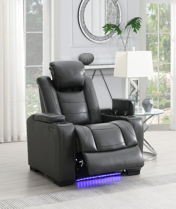 U93 - LED Power Reclining With Power Headrest Chair - Gray
