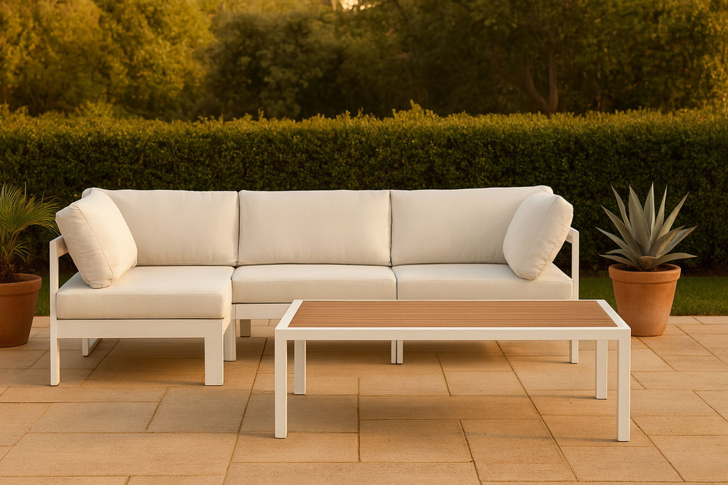 Nizuc - Outdoor Patio 4 Piece Modular Sectional With White Frame
