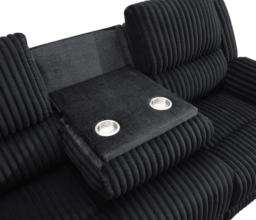 U144 - Corduroy Motion Loveseat - Black