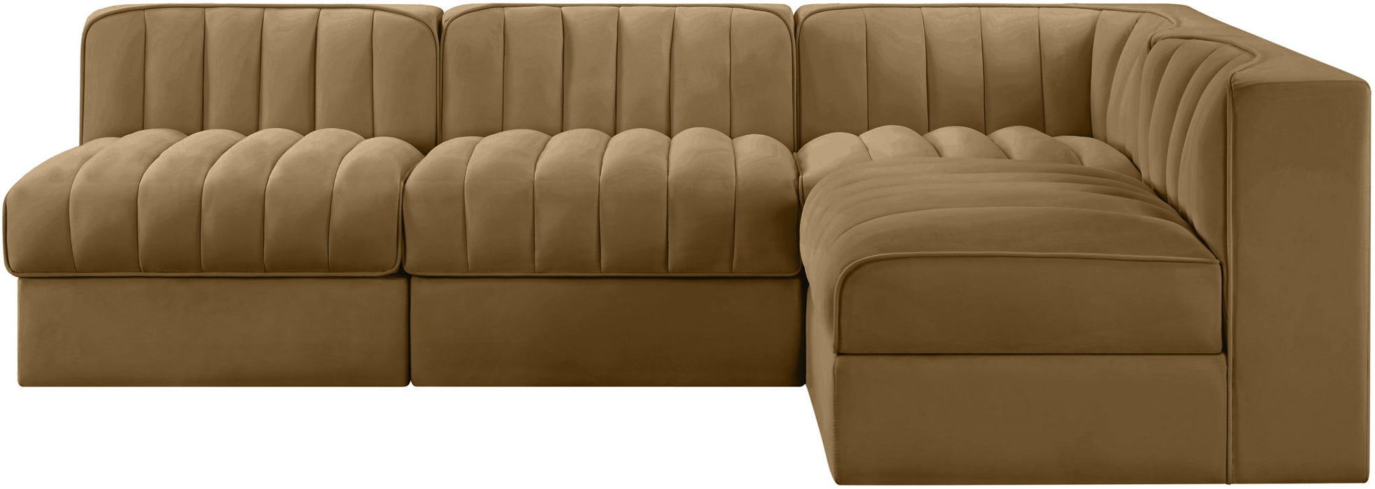 Rummi - Armless Velvet Performance Fabric Upholstered 4 Piece Modular Sectional - Stylish Home Furniture