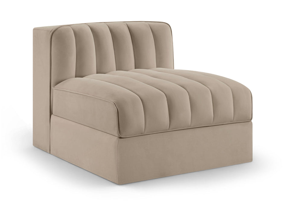 Rummi - Velvet Performance Fabric Upholstered Modular Armless Chair - Stylish Home Furniture