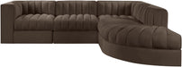 Rummi - Velvet Performance Fabric Upholstered 5 Piece Modular Sectional - Stylish Home Furniture