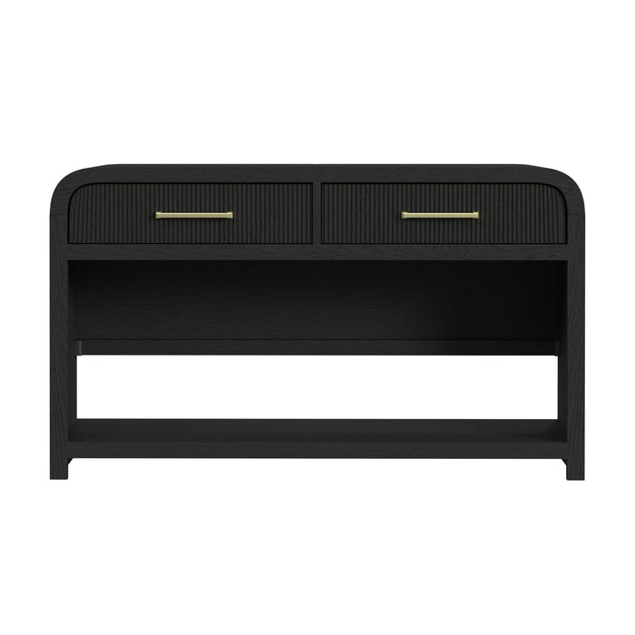 Ridgemont - Sofa Table With Bottom Shelf - Black With Grain - Stylish Home Furniture