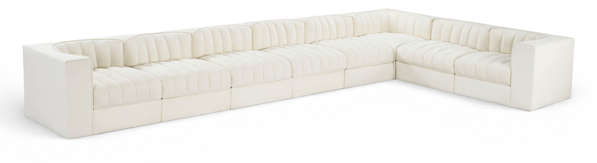 Rummi - Velvet Performance Fabric Upholstered 8 Piece Modular Sectional (With 3 Corner Chairs) - Stylish Home Furniture