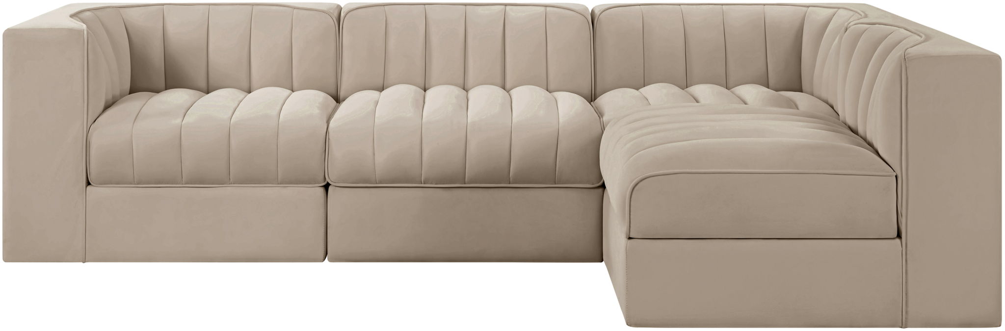 Rummi - Velvet Performance Fabric Upholstered 4 Piece Modular Sectional - Stylish Home Furniture
