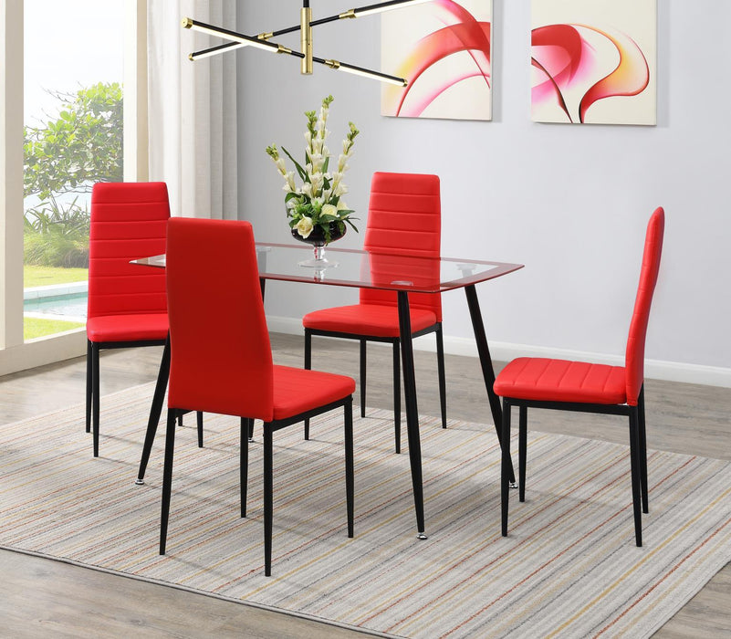 D341 - 5 Piece Dining Room Set (Dining Table & 4 Chairs) - Red