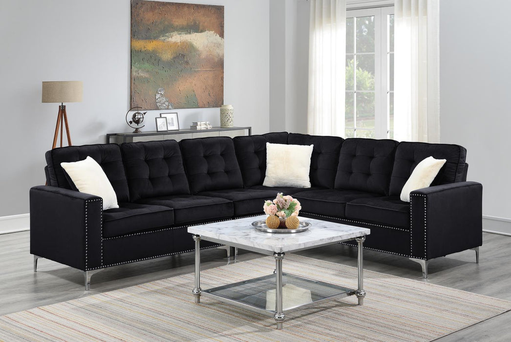 U331 - Velvet 4 Piece Sectional - Black