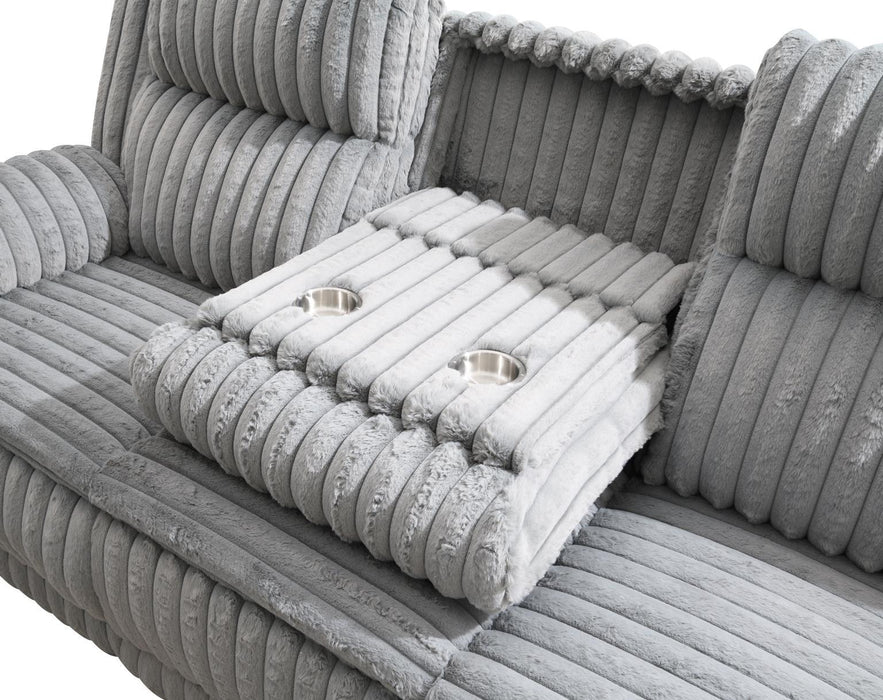 U113 - Corduroy Motion Loveseat - Gray