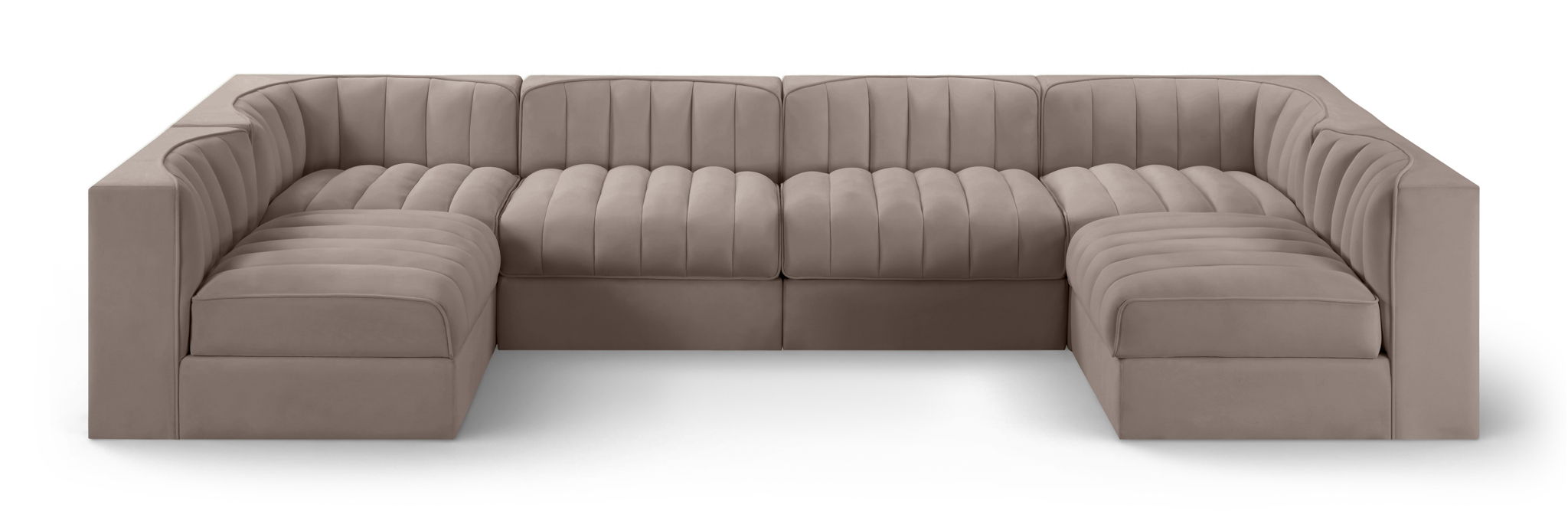 Rummi - Armless Velvet Performance Fabric Upholstered 6 Piece Modular Sectional - Stylish Home Furniture