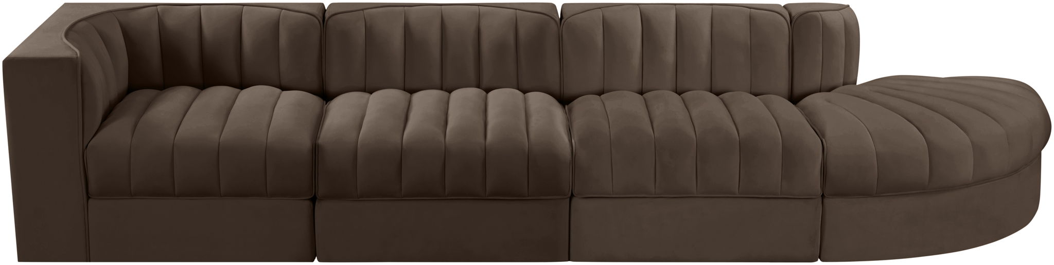 Rummi - Velvet Performance Fabric Upholstered 4 Piece Modular Sectional With Reverse Corner Chair - Stylish Home Furniture