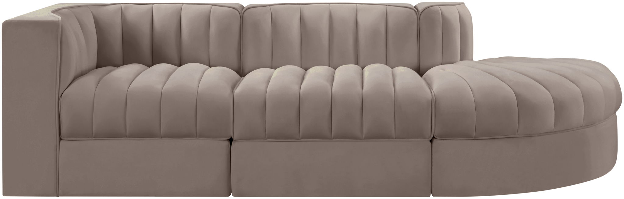 Rummi - Velvet Performance Fabric Upholstered 3 Piece Modular Sectional - Stylish Home Furniture
