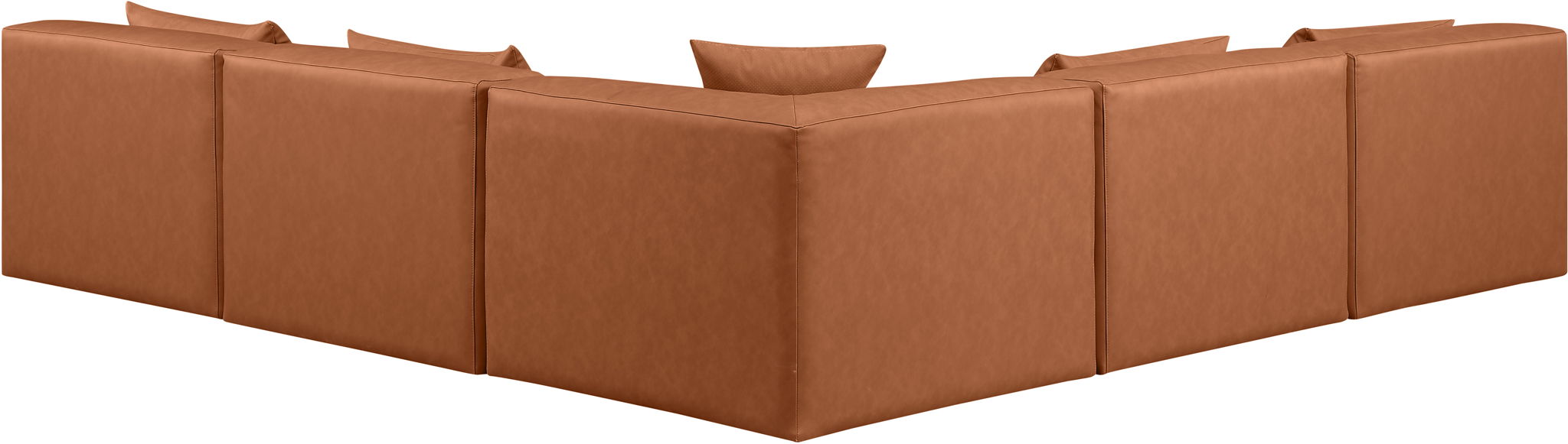 Cube - 5 Piece Modular Corner Armless Sectional - Cognac