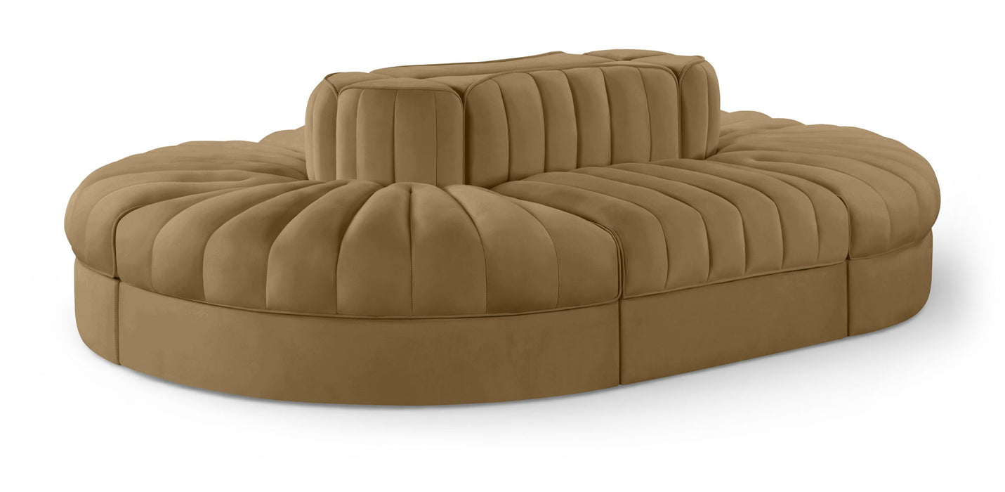 Rummi - Oval Velvet Performance Fabric Upholstered 6 Piece Modular Sectional - Stylish Home Furniture