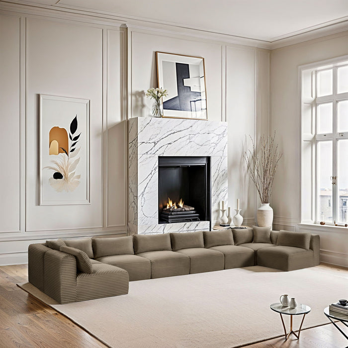 Shaggy - Fabric 8 Piece Modular U-Shaped Armless Sectional