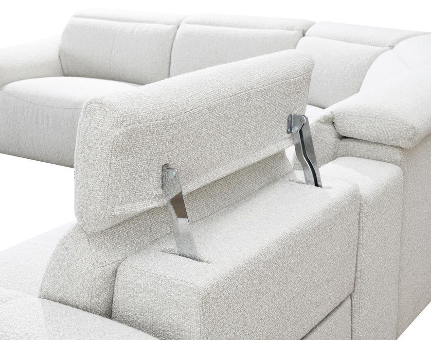 U15 - 6 Piece Beige Power Reclining Sectional With Power Headrest - White