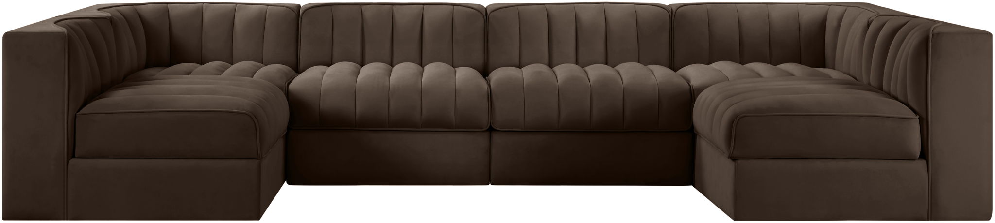 Rummi - Armless Velvet Performance Fabric Upholstered 6 Piece Modular Sectional - Stylish Home Furniture