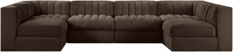 Rummi - Armless Velvet Performance Fabric Upholstered 6 Piece Modular Sectional - Stylish Home Furniture