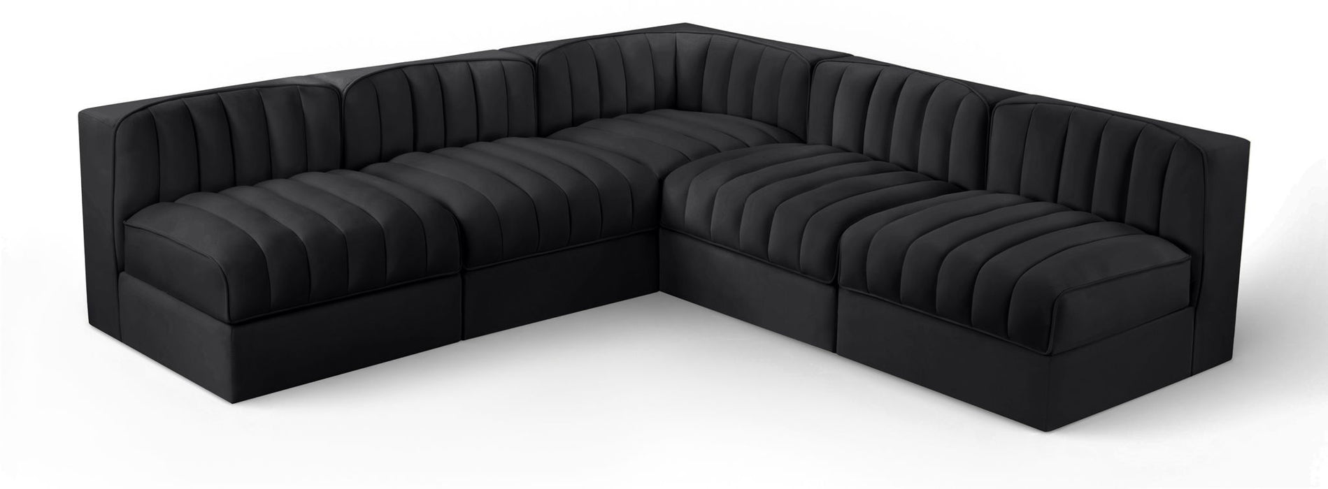 Rummi - Armless Velvet Performance Fabric Upholstered 5 Piece Modular Sectional - Stylish Home Furniture
