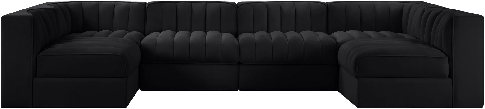 Rummi - Armless Velvet Performance Fabric Upholstered 6 Piece Modular Sectional - Stylish Home Furniture