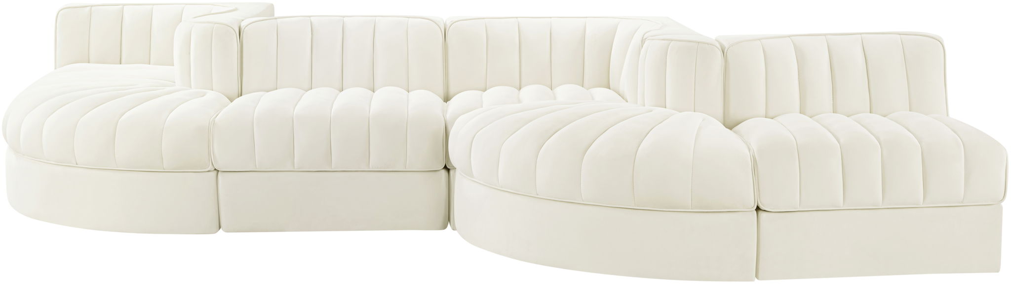 Rummi - Rounded Velvet Performance Fabric Upholstered 6 Piece Modular Sectional - Stylish Home Furniture