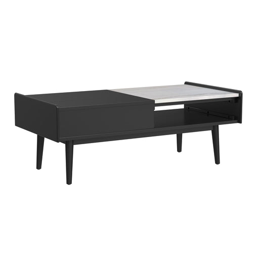 Lanette - Coffee Table With White Marble And Lift-Top - Black - Stylish Home Furniture