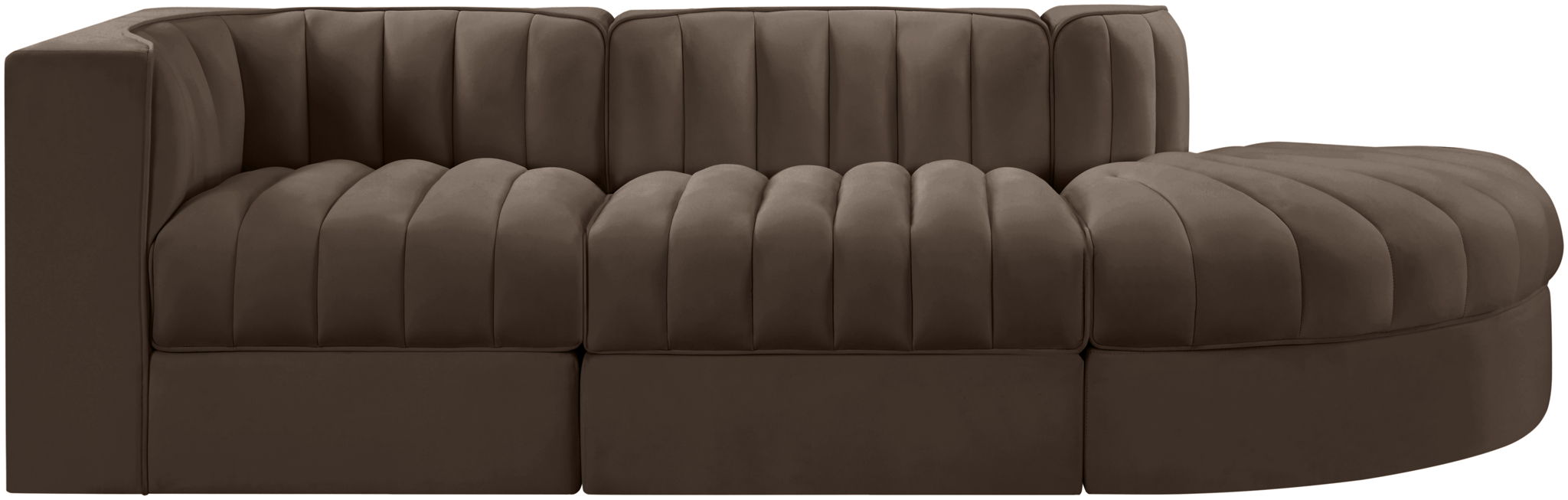 Rummi - Velvet Performance Fabric Upholstered 3 Piece Modular Sectional - Stylish Home Furniture