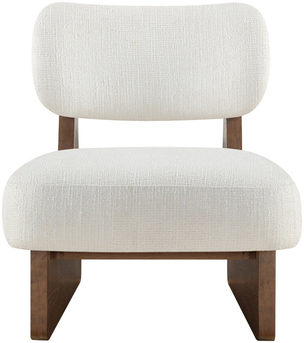 Vetra - Linen Textured Fabric Upholstered Accent Chair With Brown Base - Stylish Home Furniture