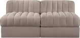 Rummi - Velvet Performance Fabric Upholstered 2 Piece Modular Armless Loveseat - Stylish Home Furniture