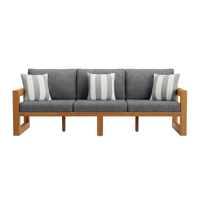 Bristol - Bay Wood Outdoor Sofa With Cushions - Natural / Brown / Gray - Stylish Home Furniture