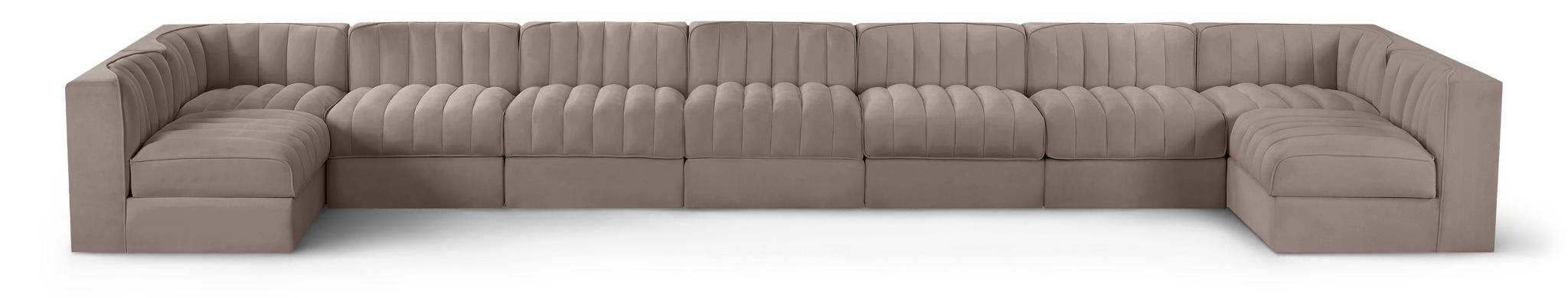 Rummi - Armless Velvet Performance Fabric Upholstered 9 Piece Modular Sectional - Stylish Home Furniture