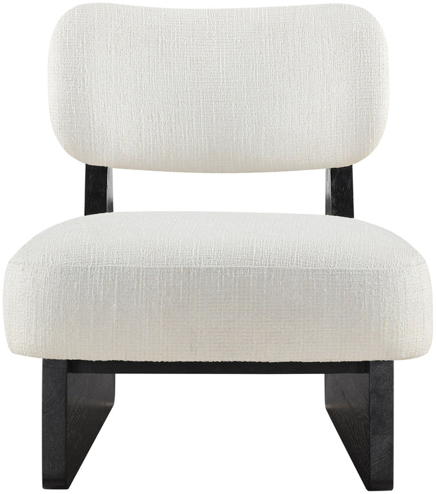 Vetra - Linen Textured Fabric Upholstered Accent Chair With Black Base - Stylish Home Furniture