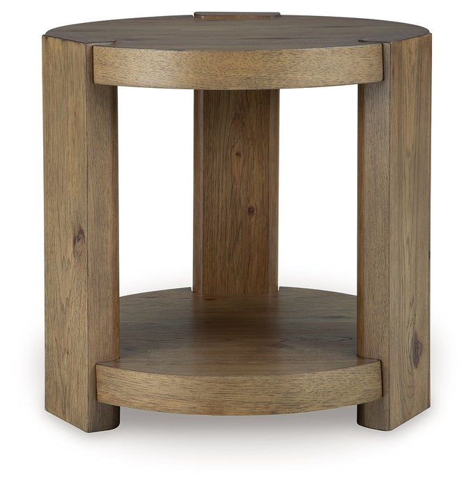 Flangren - Round End Table - Light Brown - Stylish Home Furniture