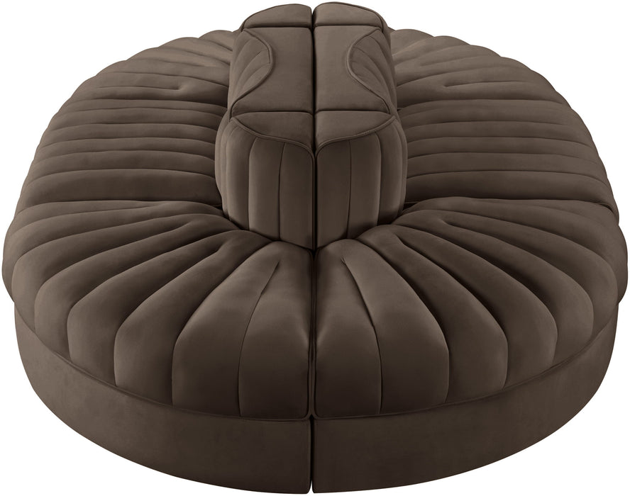 Rummi - Oval Velvet Performance Fabric Upholstered 6 Piece Modular Sectional - Stylish Home Furniture