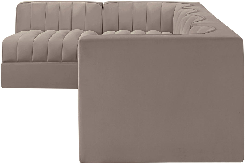 Rummi - Velvet Performance Fabric Upholstered 5 Piece Modular Sectional, L-Shaped (Right) - Stylish Home Furniture
