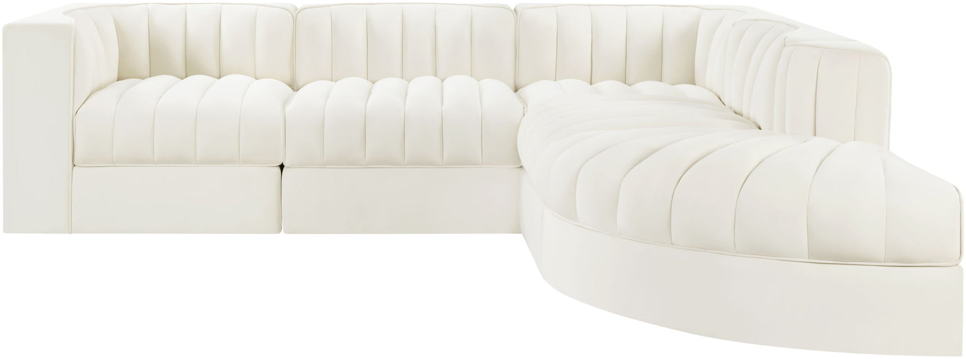 Rummi - Velvet Performance Fabric Upholstered 5 Piece Modular Sectional - Stylish Home Furniture