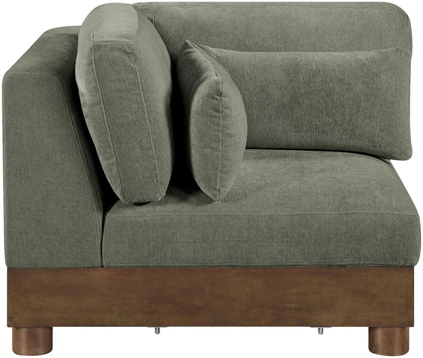 Turin - Chenille Fabric Upholstered Modular Corner Chair - Walnut Base - Stylish Home Furniture