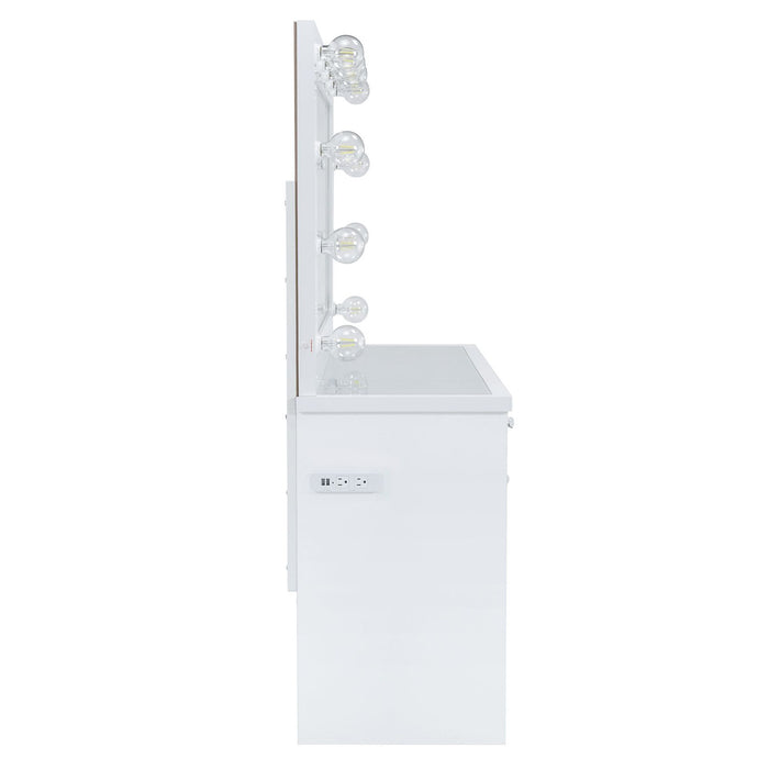 Amia - Complete Vanity With Lightbulbs - Glossy White - Stylish Home Furniture